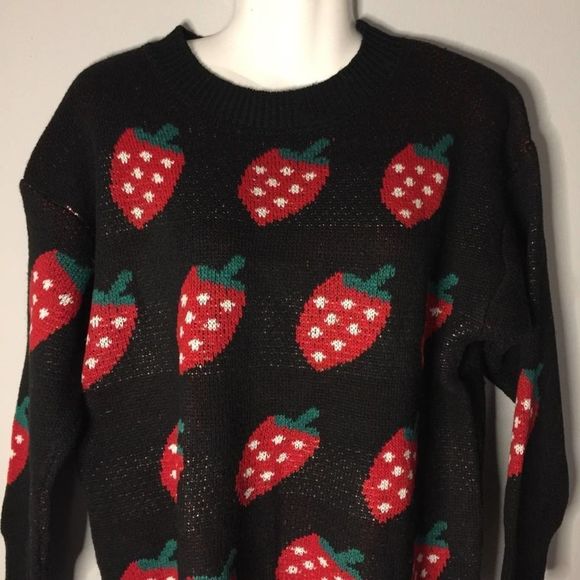 Black Strawberry Kawaii Sweater - Picture 4 of 7